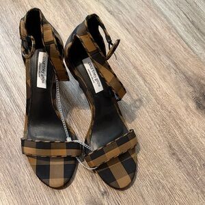 ANTONIO MELANI Black and Brown Plaid Heels